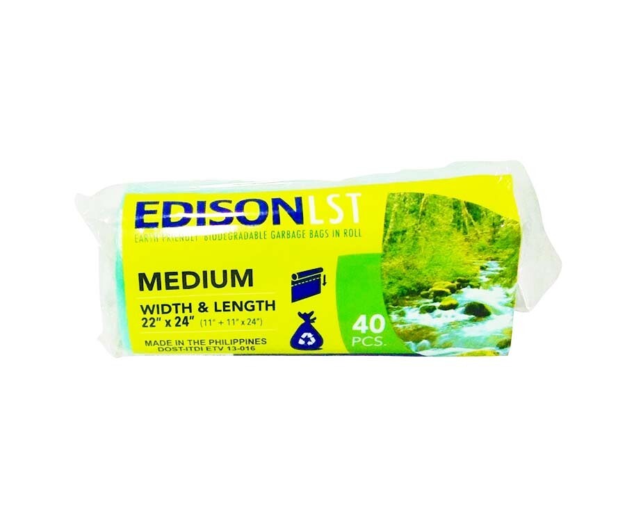 Edison LST Earth Friendly Biodegradable Garbage Bags in Roll Medium 22&quot; x 24&quot; (11&quot; x 11&quot; x 24&quot;) 40 Pieces