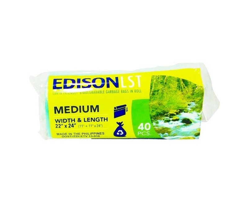 Edison LST Earth Friendly Biodegradable Garbage Bags in Roll Medium 22&quot; x 24&quot; (11&quot; x 11&quot; x 24&quot;) 40 Pieces