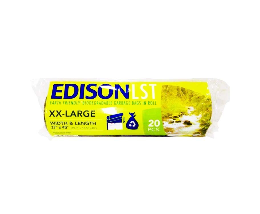 Edison Lst Biodegradable Garbage Bag Roll Black XX-Large 37" x 40" (18.5" x 18.5" x 40") 20 Pieces