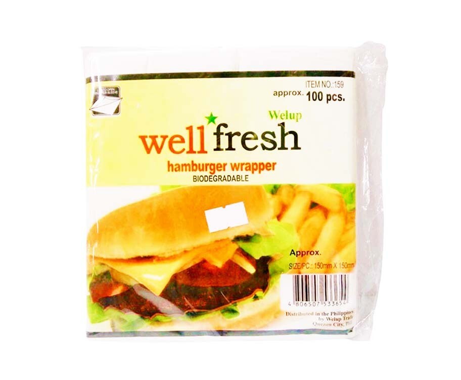 Welup Well Fresh Hamburger Wrapper Biodegradable Approx. 100 Pieces