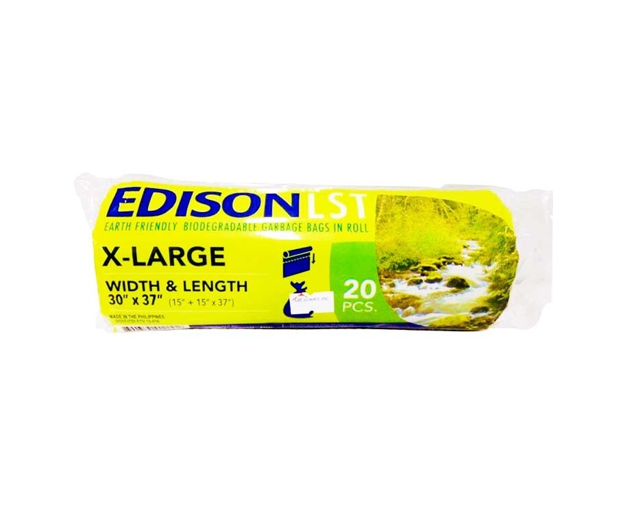 Edison LST Biodegradable Garbage Bag Roll Black X-Large 30&quot; x 37&quot; (15&quot; x 15&quot; x 37&quot;) 20 Pieces