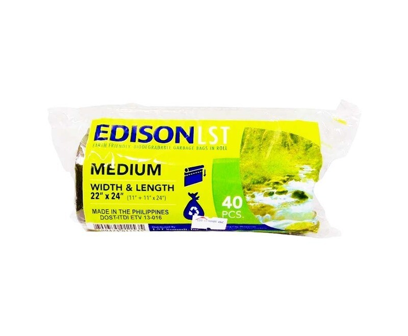 Edison LST Biodegradable Garbage Bag Roll Black Medium 22&quot; x 24&quot; (11&quot; x 11&quot; x 24&quot;) 40 Pieces