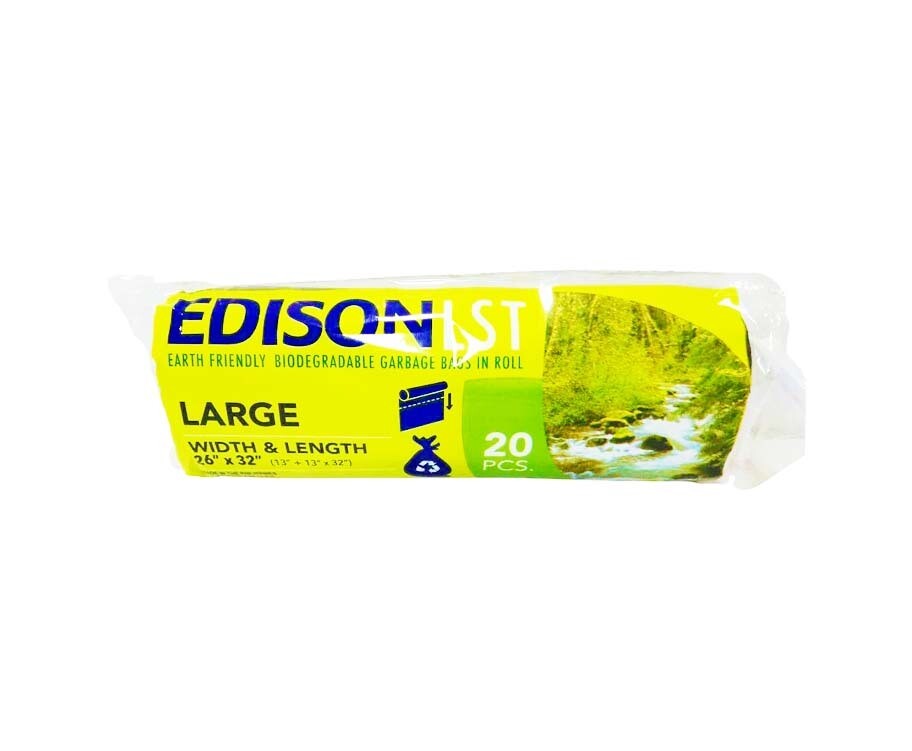 Edison LST Biodegradable Garbage Bag Roll Black Large 26&quot; x 32&quot; (13&quot; x 13&quot; x 32&quot;) 20 Pieces