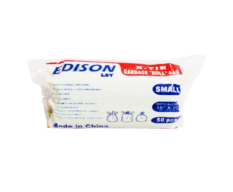 Edison LST X-Tie Garbage &quot;Roll&quot; Bag Lavender Scented Gray Bag Small 50 Pieces