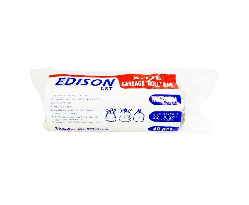 Edison LST X-Tie Garbage &quot;Roll&quot; Bag Lavender Scented Gray Bag Medium 40 Pieces
