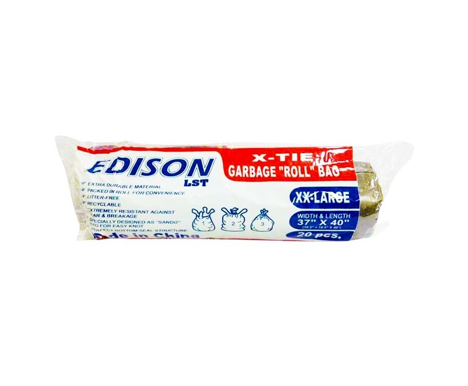 Edison LST X-Tie Garbage "Roll" Bag Lavender Scented Gray Bag XX-Large 20 Pieces