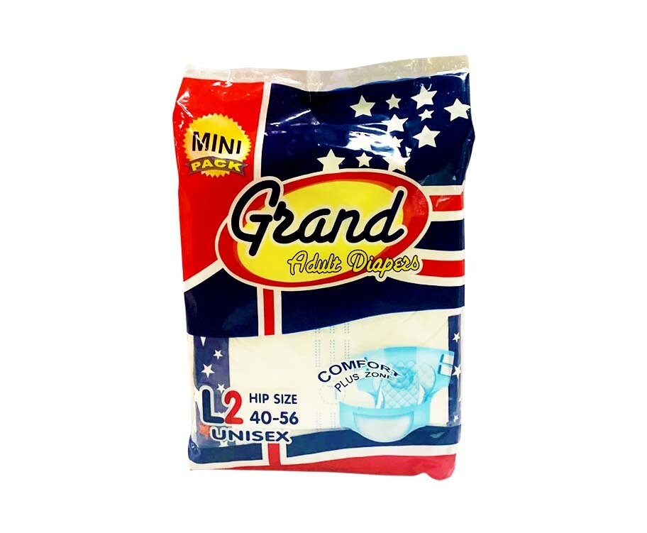 Grand Adult Diapers Comfort Plus Zone Hip Size 40-56 Unisex Large Mini Pack 2 Pieces