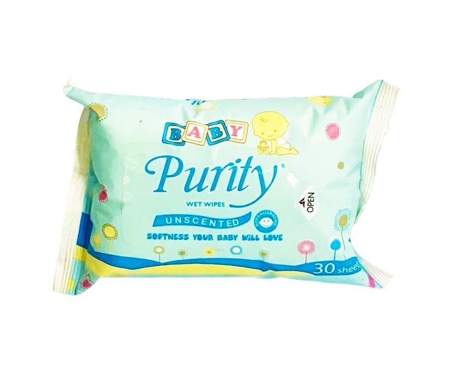 Baby Purity Wet Wipes Unscented 30 Sheets
