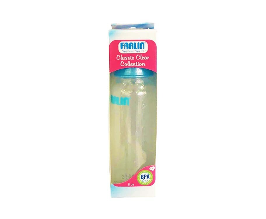 Farlin Classic Clear Collection Feeding Bottle Blue 8oz (240mL)