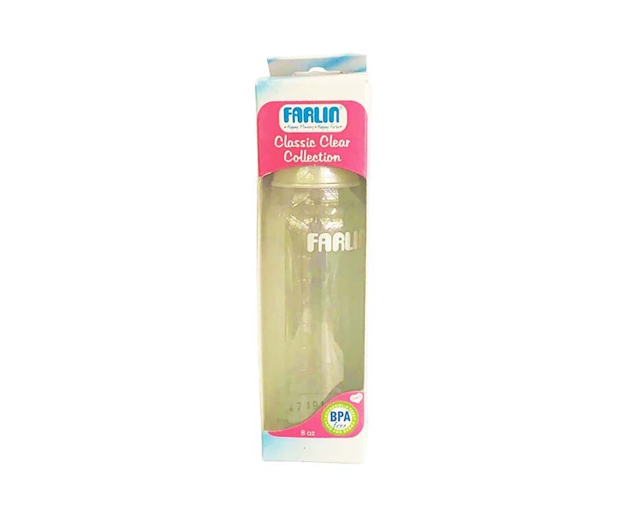Farlin Classic Clear Collection Feeding Bottle White 8oz (240mL)