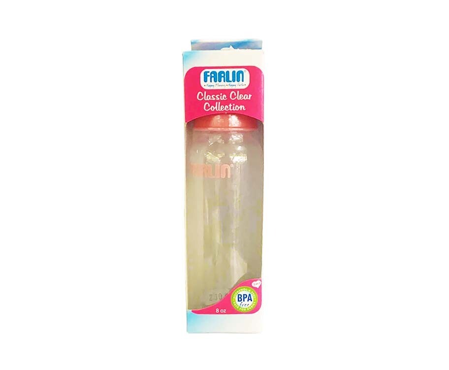 Farlin Classic Clear Collection Feeding Bottle Pink 8oz (240mL)