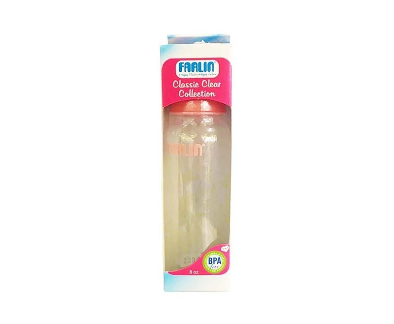 Farlin Classic Clear Collection Feeding Bottle Pink 8oz (240mL)