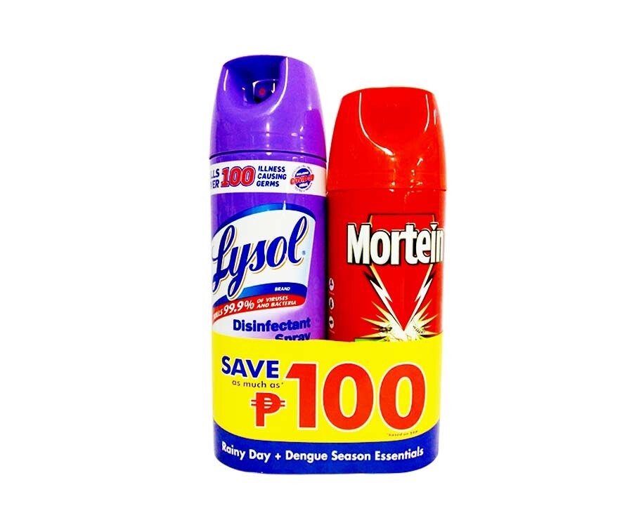 Lysol Disinfectant Spray Early Morning Breeze 340g + Mortein Multi-Insect Killer Rapid Knockdown NaturGard 250mL