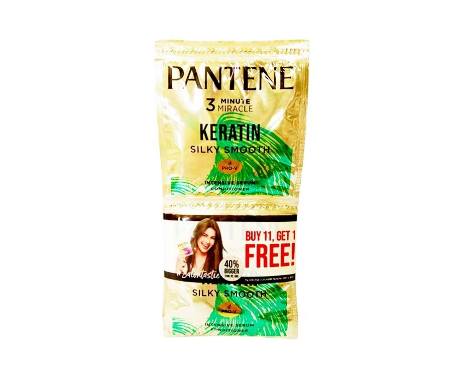 Pantene 3-Minute Miracle Keratin Silky Smooth Intensive Serum Conditioner (11+1 Packs x 13mL)