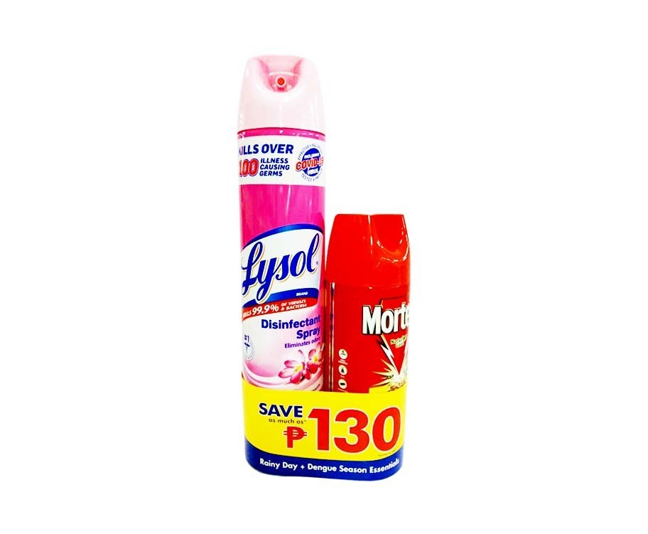Lysol Disinfectant Spray Fresh Blossom  510g + Mortein Multi-Insect Killer Rapid Knockdown NaturGard 250mL