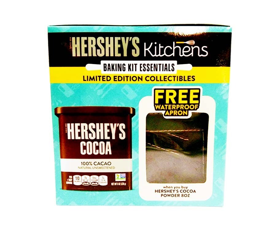 Hershey&#39;s Kitchens Baking Kit Essentials (Hershey&#39;s Cocoa 100% Cacao Natural Unsweetened 8oz (226g) + Free Waterproof Apron)
