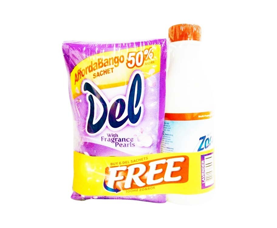 Del with Fragrance Pearls Fabric Softener Lavender Breeze (6 Packs x