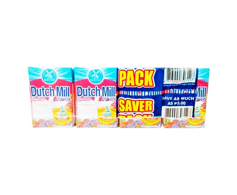 Dutch Mill Superfruits Yoghurt Drink with Mixed Berries Juice (4 Packs x 90mL)