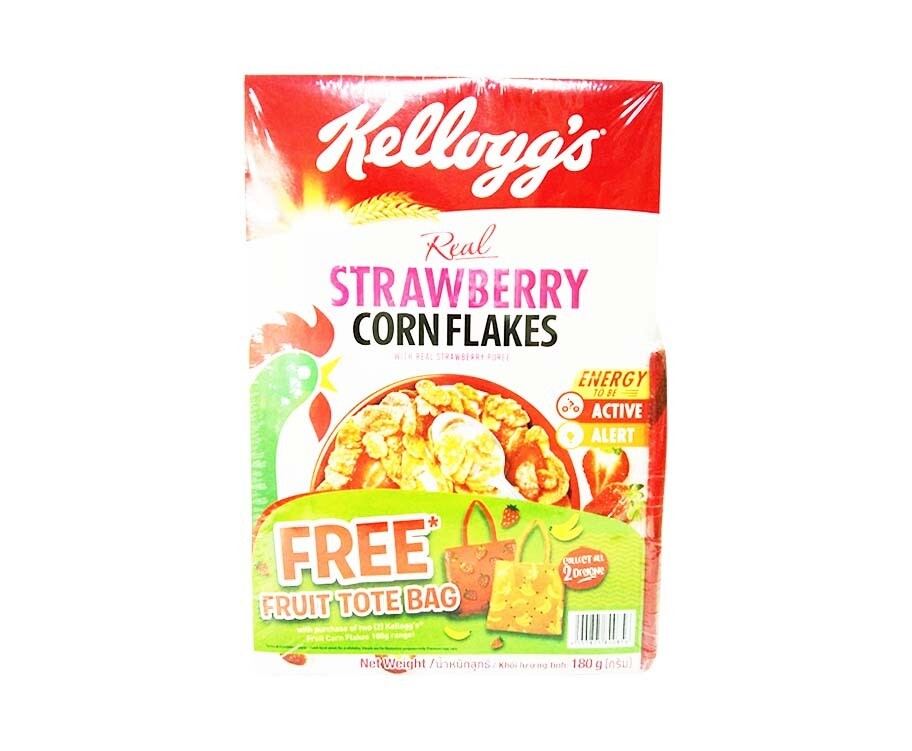 Kellogg's Real Strawberry Corn Flakes with Real Strawberry Puree 180g + Kellogg's Real Banana Corn Flakes 180g + Free Kellogg's Tote Bag
