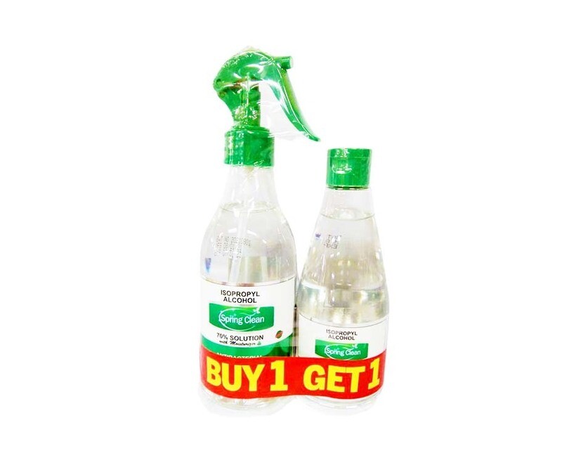 Spring Clean Isopropyl Alcohol 70% Solution with Moisturizer Scented Antibacterial 330mL + Free Spring Clean Isopropyl Alcohol 70% Solution with Moisturizer Scented Antibacterial 250mL