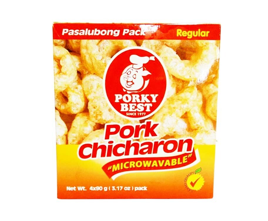 Porky Best Real Pork Chicharon Microwavable (4 Packs x 90g)