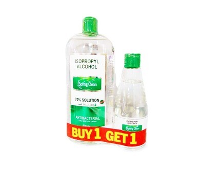 Spring Clean Isopropyl Alcohol 70% Solution with Moisturizer Scented Antibacterial 500mL + Free Spring Clean Isopropyl Alcohol 70% Solution with Moisturizer Scented Antibacterial 250mL