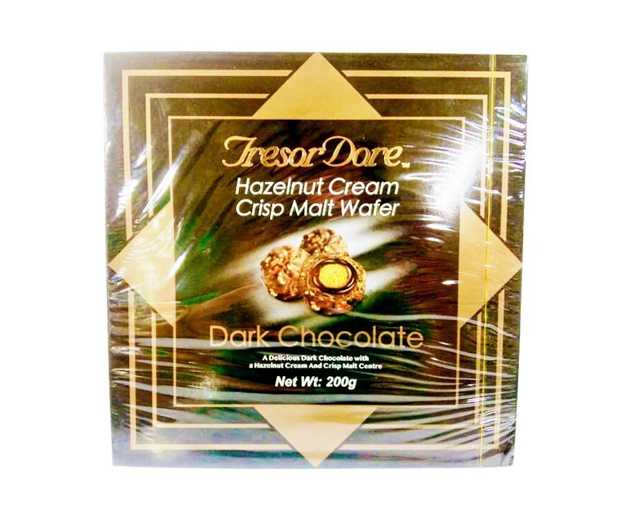 Tresor Dore Hazelnut Cream Crisp Malt Wafer Dark Chocolate 200g