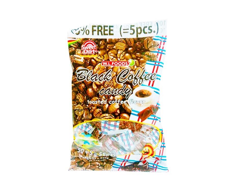 W.L. Foods Sweet Dart Black Coffee Candy Toasted Coffee Flavor 55 Pieces 220g