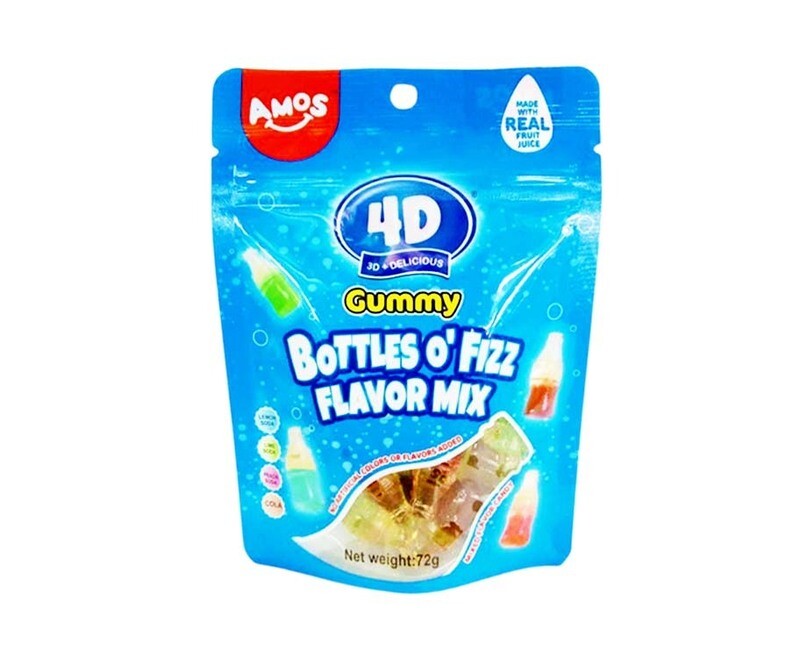 Amos 4D Gummy Bottles O&#39;Fizz Flavor Mix 72g