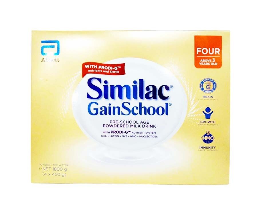 Abbott Similac Gain School Pre-School Age Powdered Milk Drink Four Above 3 Years Old (4 Packs x 450g) 1800g