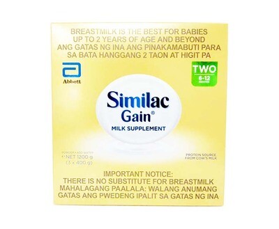 Abbott Similac Gain Milk Supplement Two 6-12 Months (3 Packs x 400g) 1200g