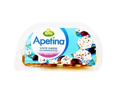 Arla Apetina White Cheese Mediterranean Style Cheese in Oil with Black Olives 100g