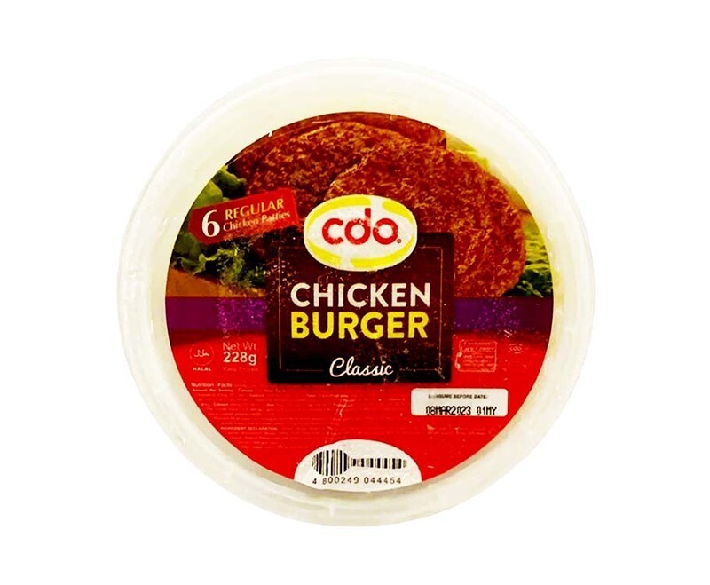 CDO Chicken Burger Classic 6 Regular Chicken Patties 228g