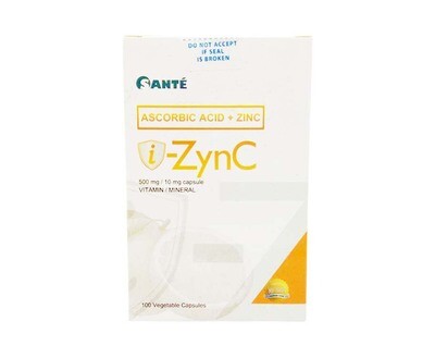 Santé Ascorbic Acid + Zinc 500mg/ 10mg Capsules 100 Vegetable Capsules