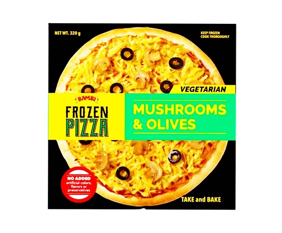 Bambi Frozen Pizza Vegetarian Mushroom &amp; Olives 320g