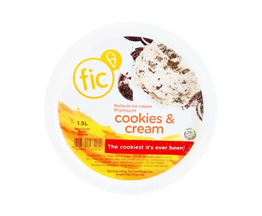 FIC Fruits in Ice Cream Premium Cookies &amp; Cream 1.5L