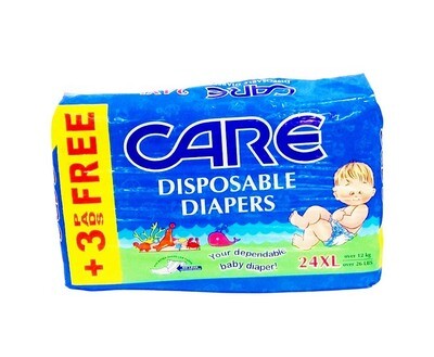 Care Disposable Diapers XL (Over 12kg/ 26lbs) 24+3 Pads