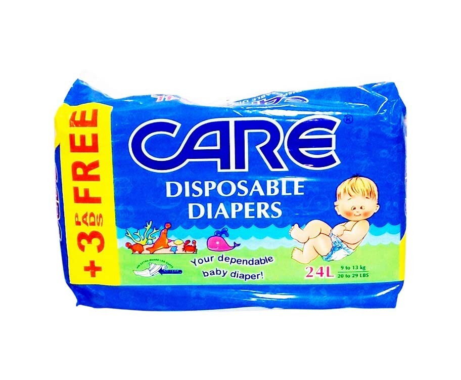Care Baby Disposable Diapers Large (9-13kg/ 20-29lbs) 24+3 Pads