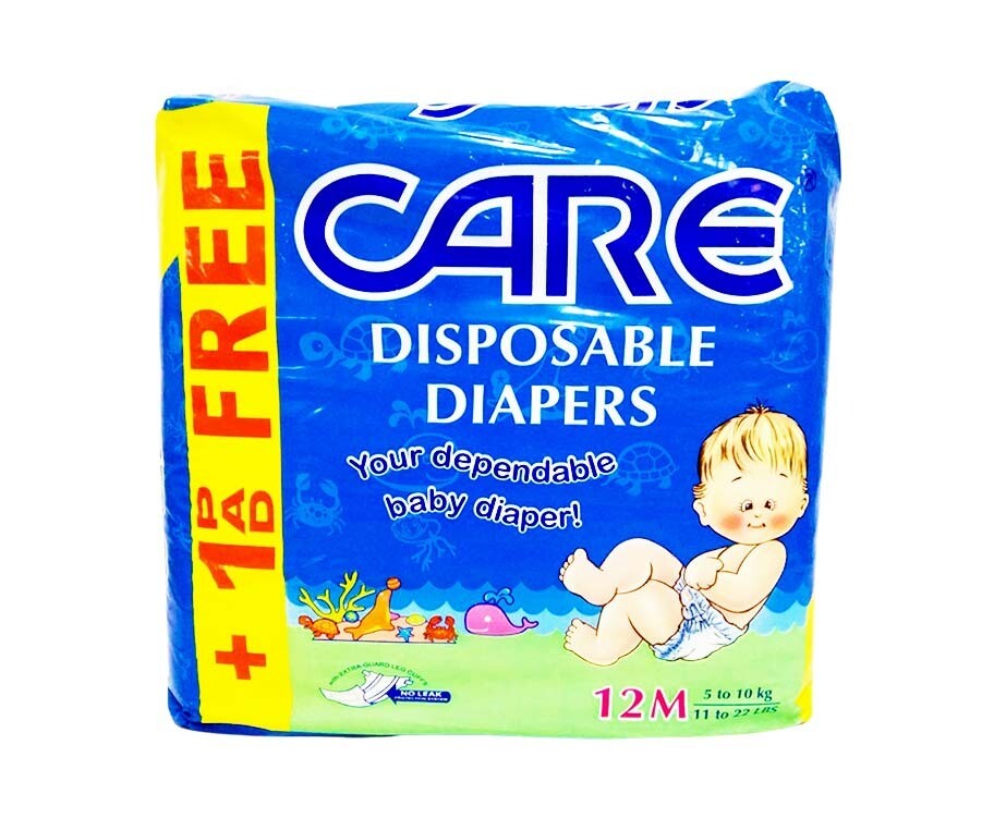 Care Disposable Diapers Medium (5-10kg/ 11-22lbs) 12+1 Pads