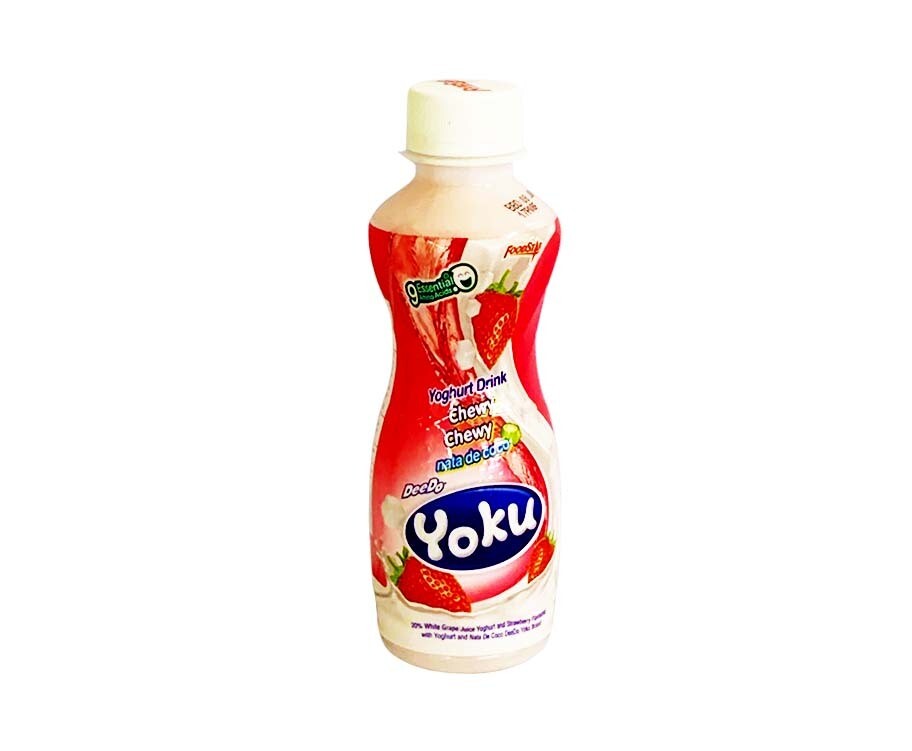 FoodStar Yoku Yoghurt Drink Chewy Chewy 20% White Grape Juice Yoghurt and Strawberry Flavored with Yoghurt and Nata De Coco 230mL