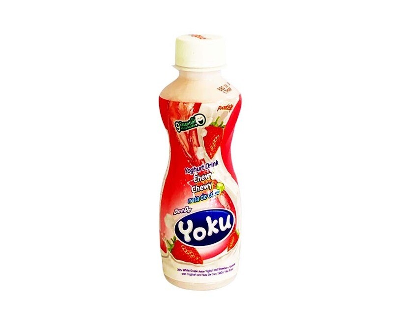 FoodStar Yoku Yoghurt Drink Chewy Chewy 20% White Grape Juice Yoghurt and Strawberry Flavored with Yoghurt and Nata De Coco 230mL