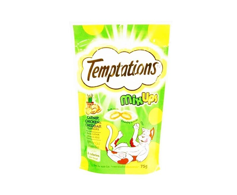 Temptations MixUps Catnip, Chicken & Cheddar Flavours 75g