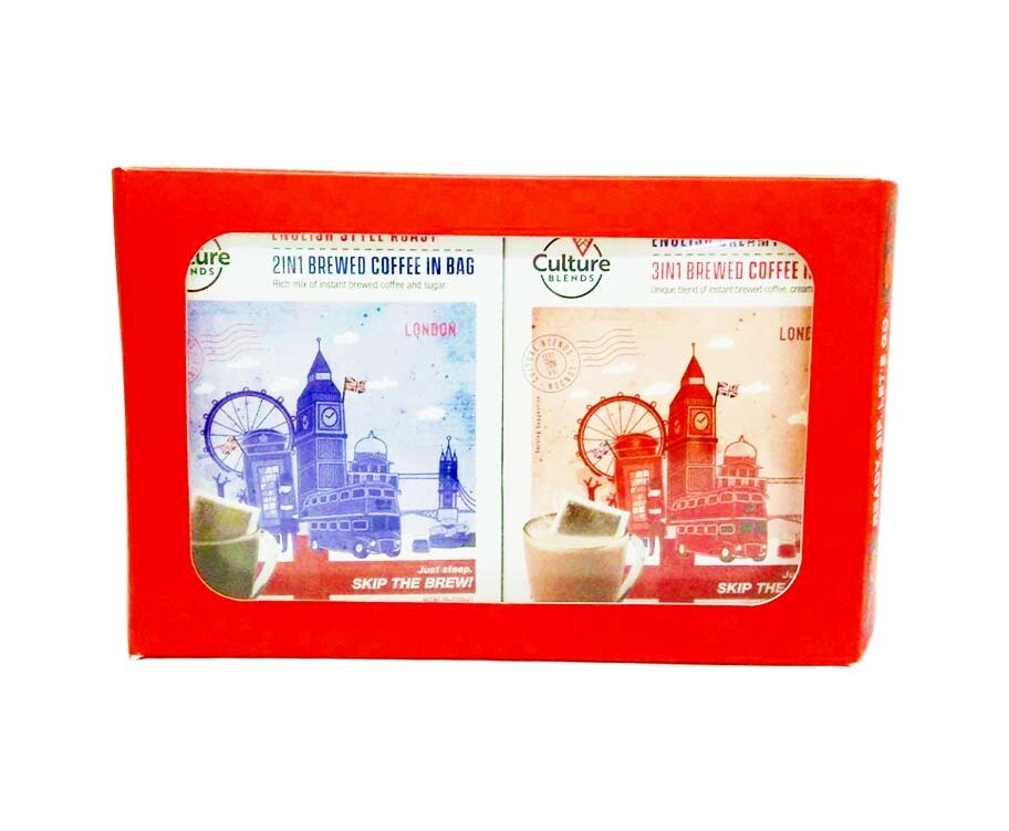 Culture Blends English Style Roast 2-in-1 Brewed Coffee in Bag (10 Packs x 20g) 200g + Culture Blends English Creamy 3-in-1 Brewed Coffee in Bag (10 Packs x 25g) 250g