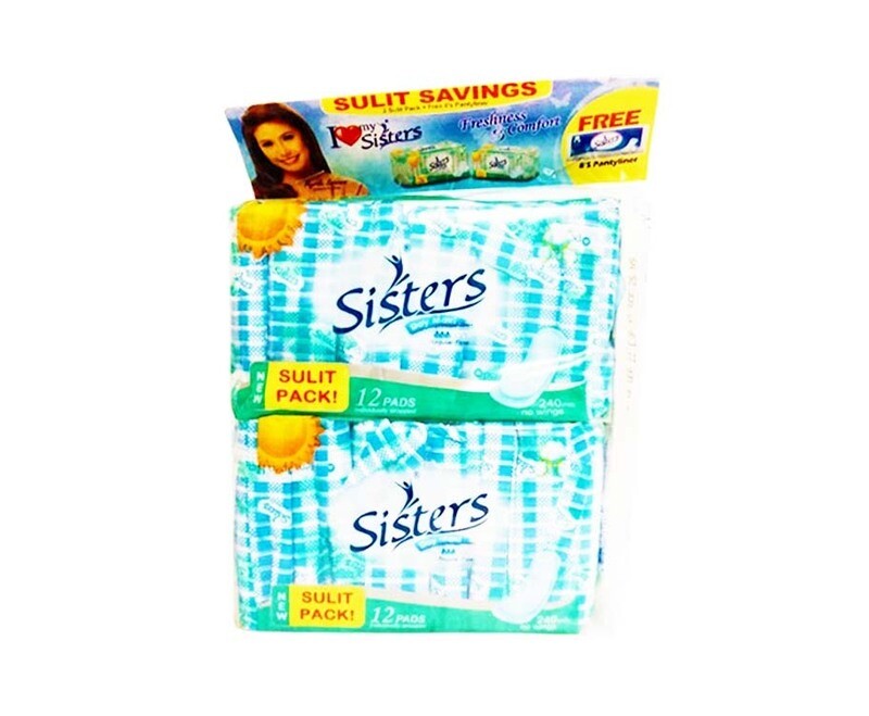 2 Packs Sisters Day Maxi Regular Flow Cottony Comfort 12 Pads Sulit Pack + 1 Pack Sisters Pantyliners Cottony Comfort 8 Liners