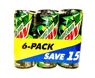 Mountain Dew Carbonated Drink (6 Packs x 330mL)