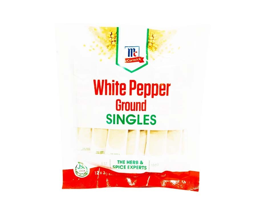 McCormick White Pepper Ground In Singles (12 Packs x 3g) 36g