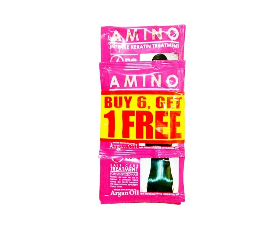 Amino Intense Keratin Treatment Hair Care Treatment Infused with Moroccan Argan Oil (6+1 Packs x 20g)