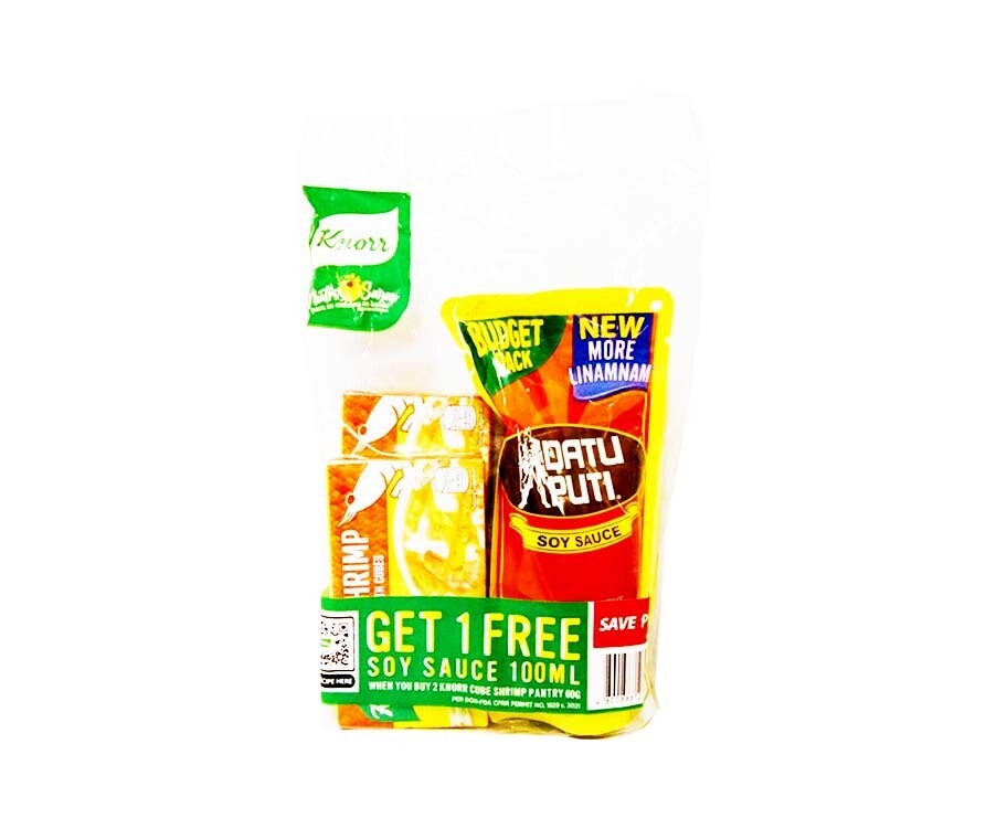 Knorr Shrimp Broth Cubes (2 Packs x 60g) + Free Datu Puti Soy Sauce 100mL