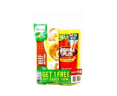 Knorr Beef Broth Cubes (12 Packs x 10g) + Datu Puti Soy Sauce 100mL