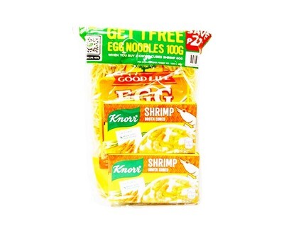 Knorr Shrimp Broth Cubes (2 Packs x 60g) + Free Good Life Egg Noodles 100g